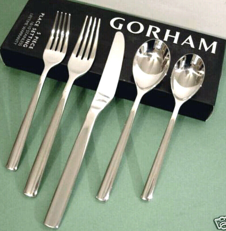 Gorham Carrie Stainless 5 Piece Place Setting Flatware Set Glossy New