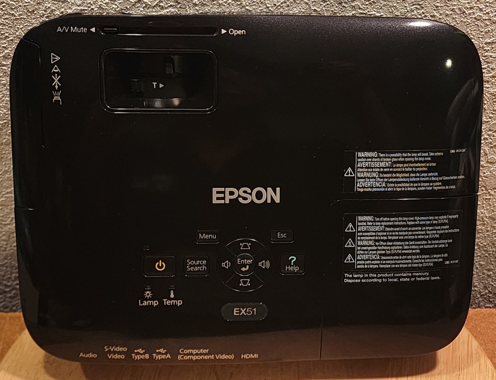 Epson EX51 H311A XGA 2500 Lumens Black 3LCD Projector