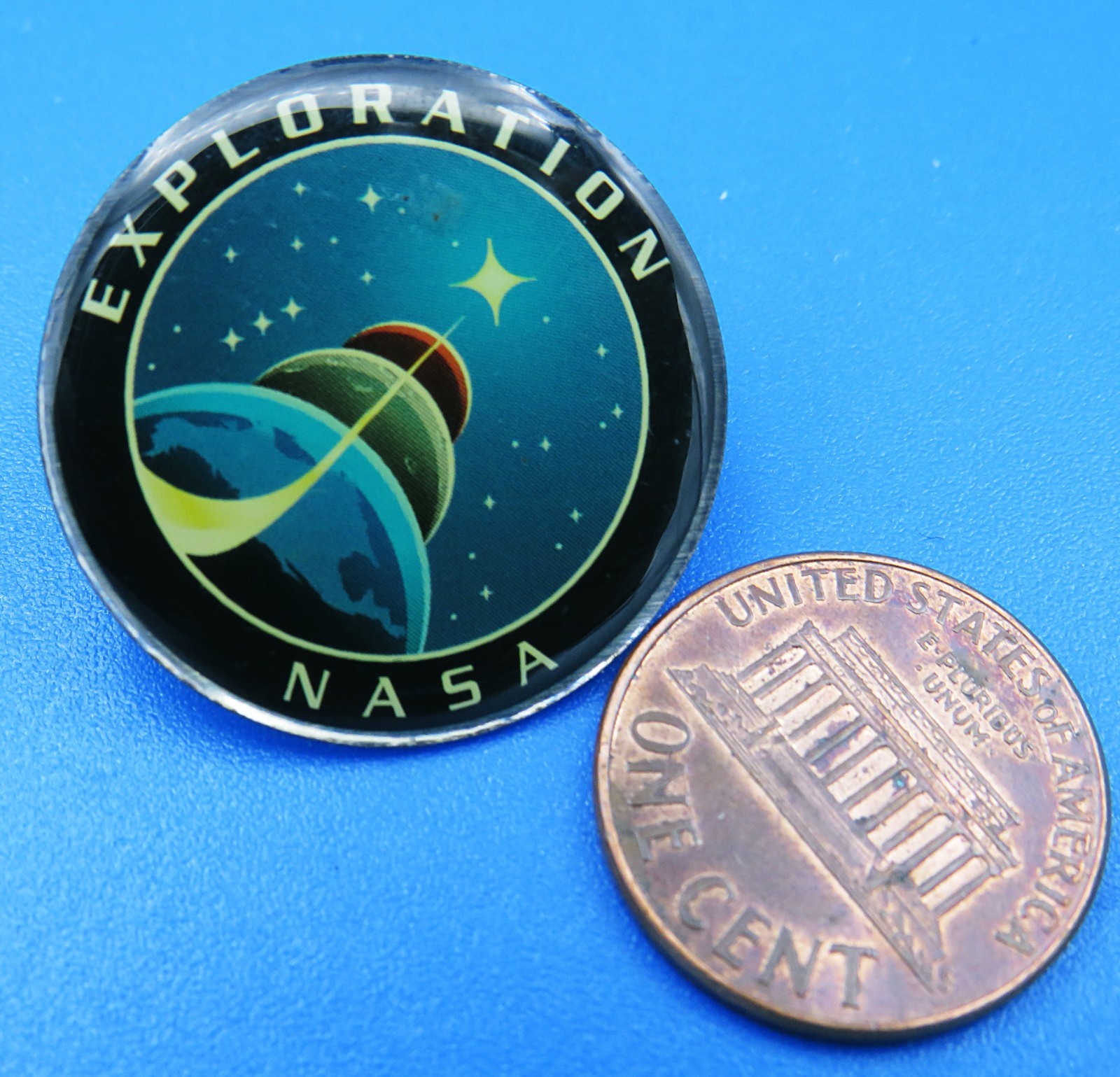 NASA PIN vtg Official EXPLORATION Logo / Space Planets Stars