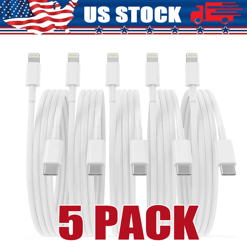 5 Pack PD Fast Charger Cable Cord Type USB C For iPhone 14 13 12 11 Pro Max XR