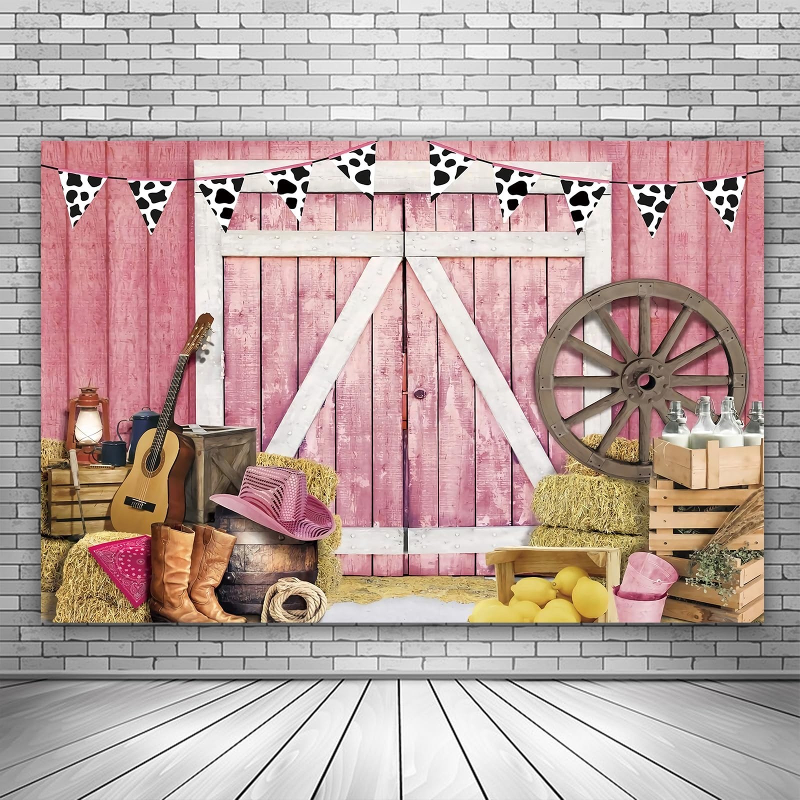 Pink Western Cowboy Cowgirl Backdrop Party Supplies Decorations Happy Birthda...