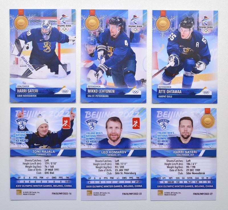 2022 BY cards Beijing Olympics Ice Hockey Team Finland Pick a Player Card