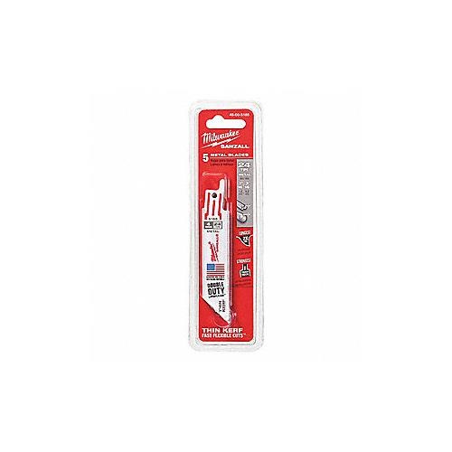 5 Pack Milwaukee 48-00-5185 Super Sawzall Blade 24 Teeth per Inch 4-Inch Length