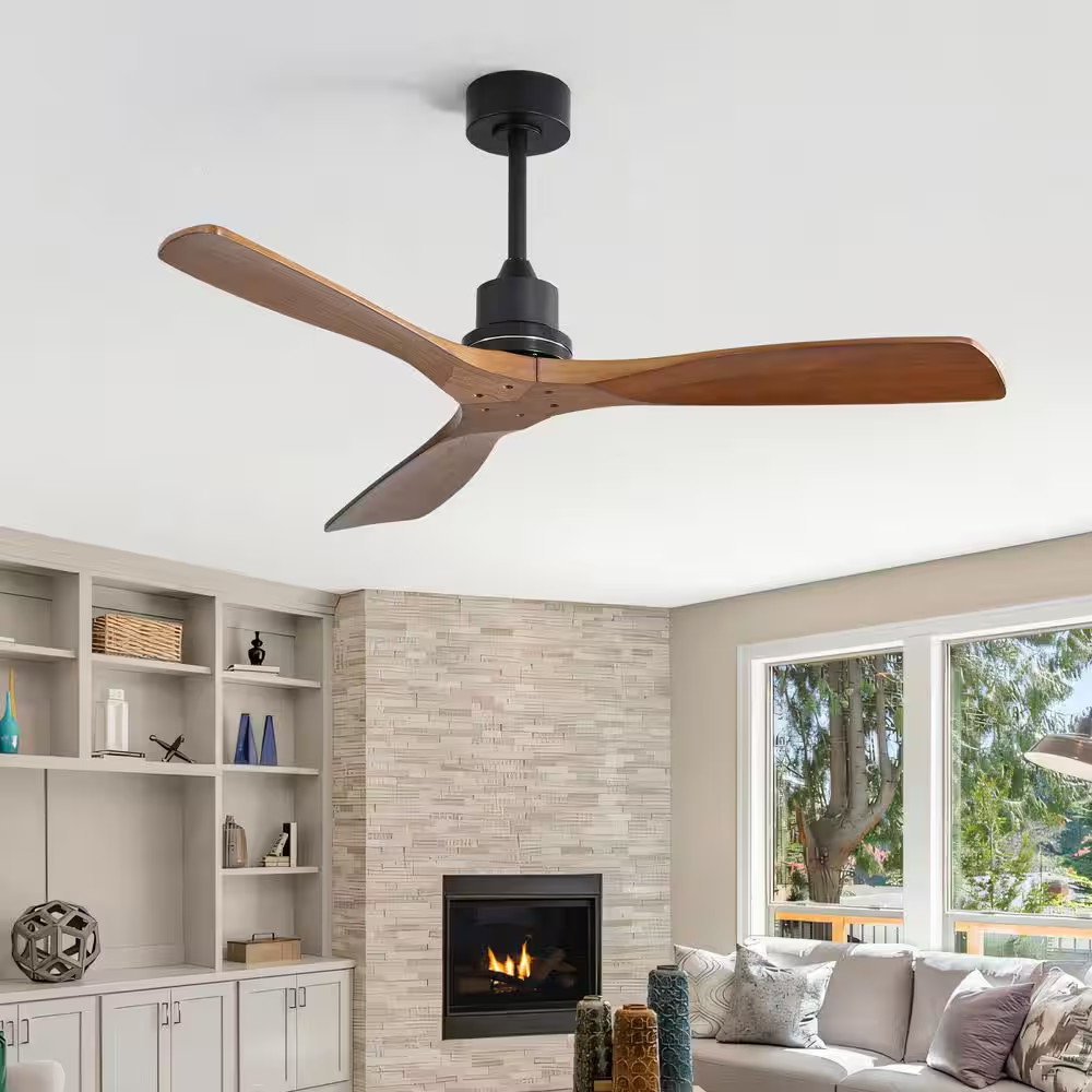 52 In. Indoor/Outdoor Black & Brown Downrod Mount Standard Ceiling Fan without L