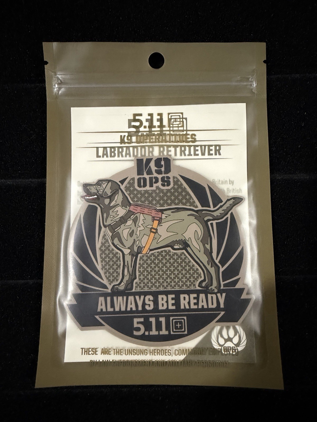 5.11 TACTICAL K9 OPERATIVES LABRADOR RETRIEVER PATCH K9 OPS K9 PATCH 4 POLICE FD