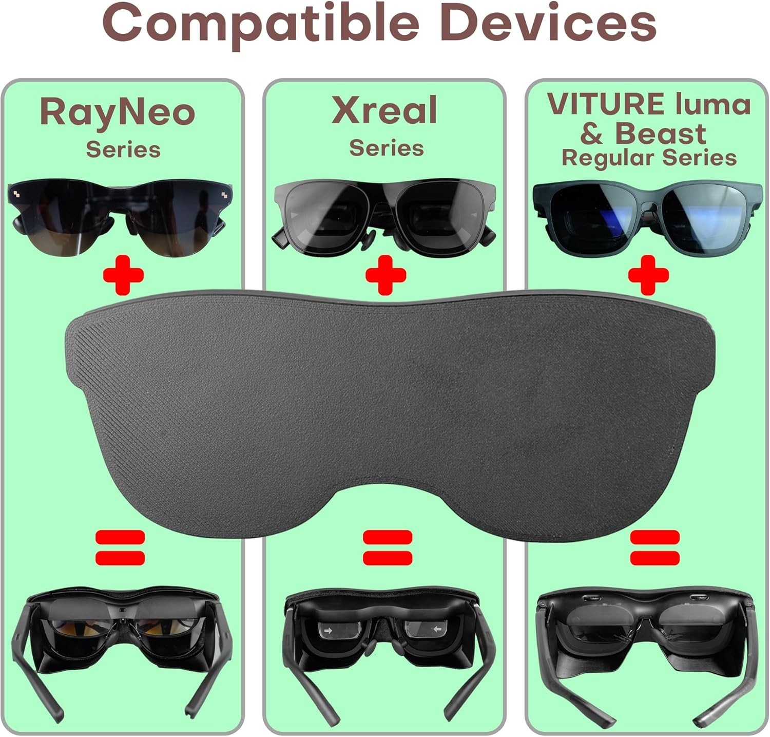 Soft TPU Light-Blocking Cover for Augmented Reality Glasses - 100% Occlusion