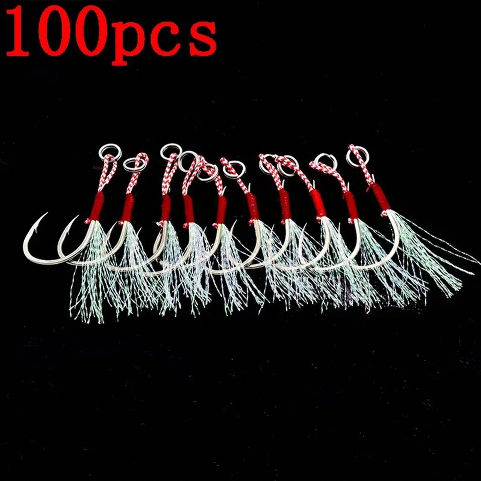 20 100pcs Slow Jigging Fishing Cast Jigs Assist Hook Barbed Single Jig Hooks