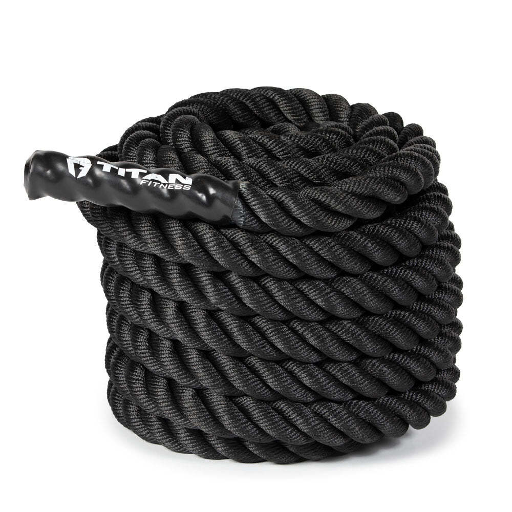 Titan Fitness Battle Rope 40ft x 1.5in, Poly Dacron Heavy Rope for Home Gym Trai