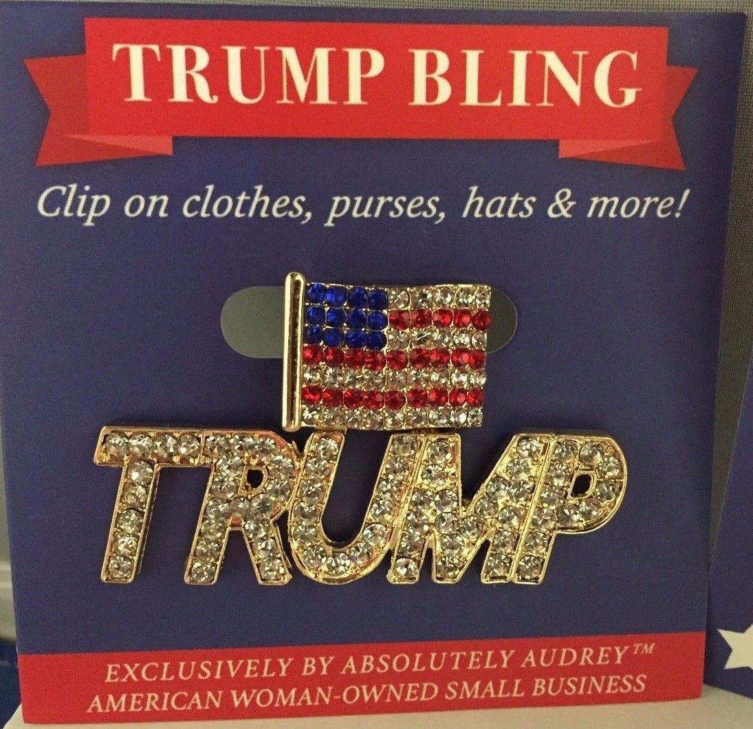 45th President Trump Rhinestone USA Flag BLING Single clip- Designed in the USA