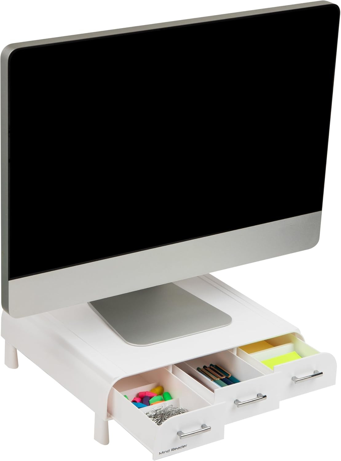 PC, Laptop, IMAC Monitor Stand and Desk Organizer, White