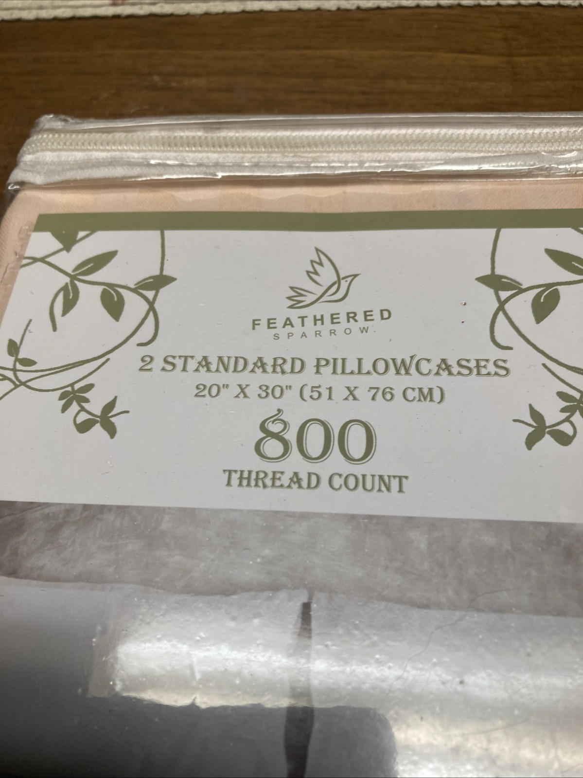 Feathered Sparrow 2 Standard Pillowcases 20”x30” 800 Thread Count, Blush Color