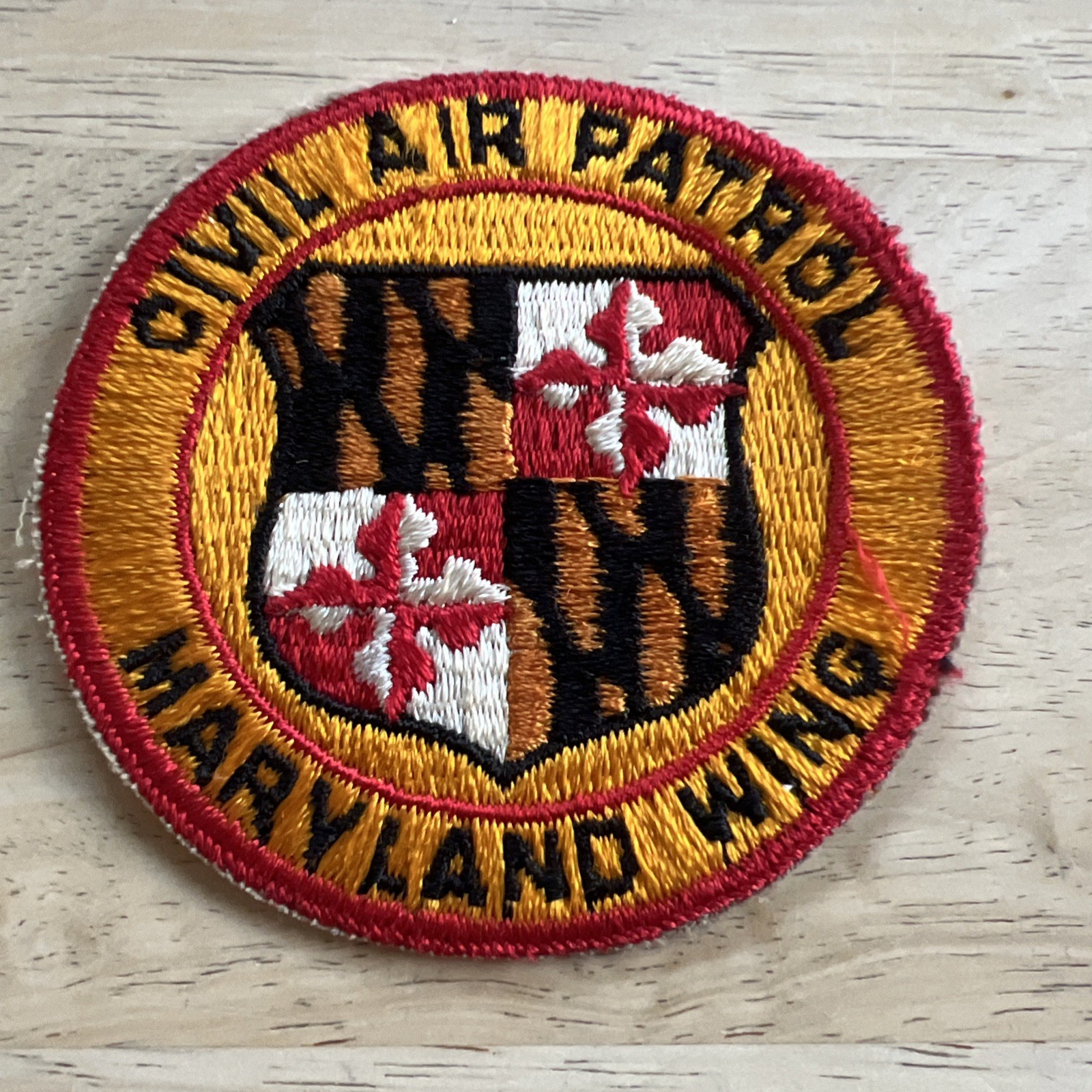 Collectible Vtg 3" Round Patch USAF Civil Air Patrol Maryland Wing State Shield