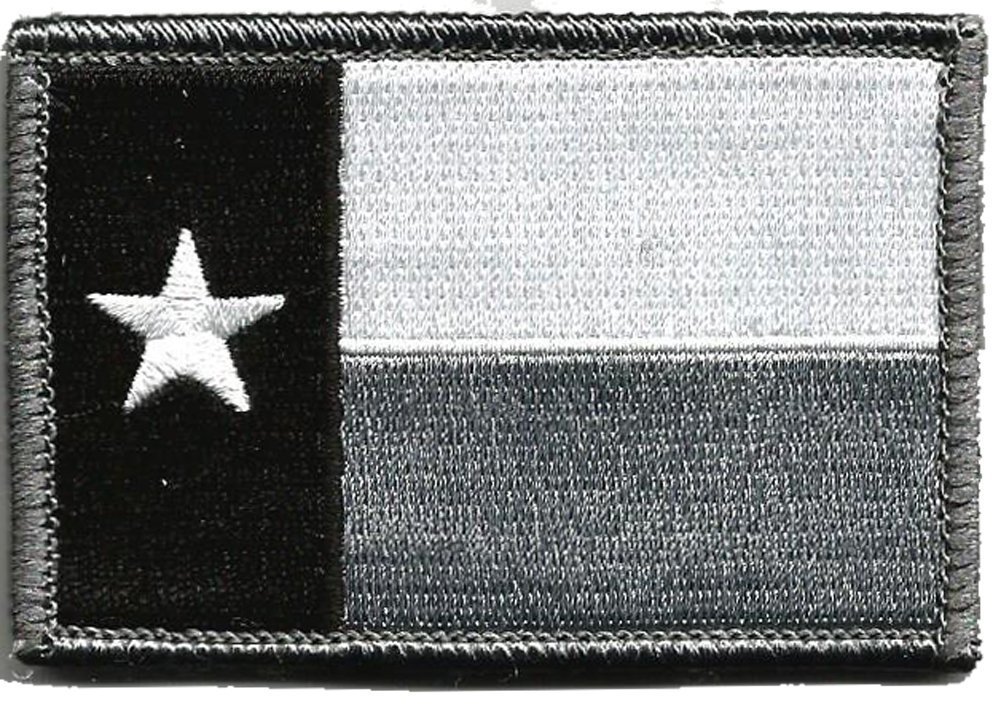 Texas State Flag patch Smoke-Silver Gray subdued 2x3 inches Hook and Loop backin
