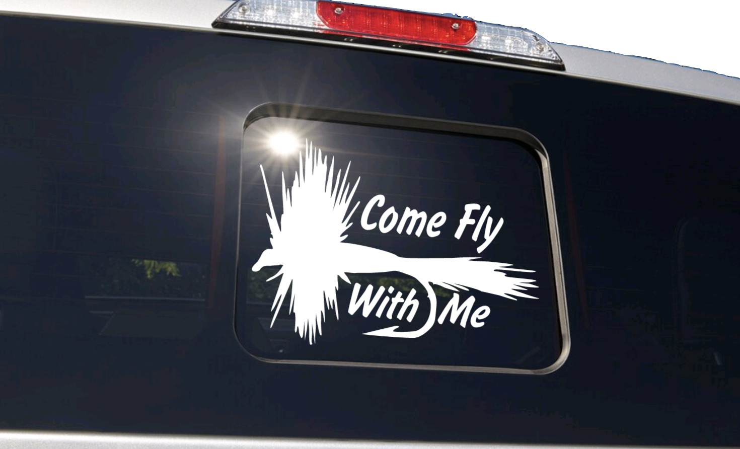 TRUCK DECAL STICKER SLIDE WINDOW - FLY FISHING SPORT FISH FLIES Car SUV Vehicle