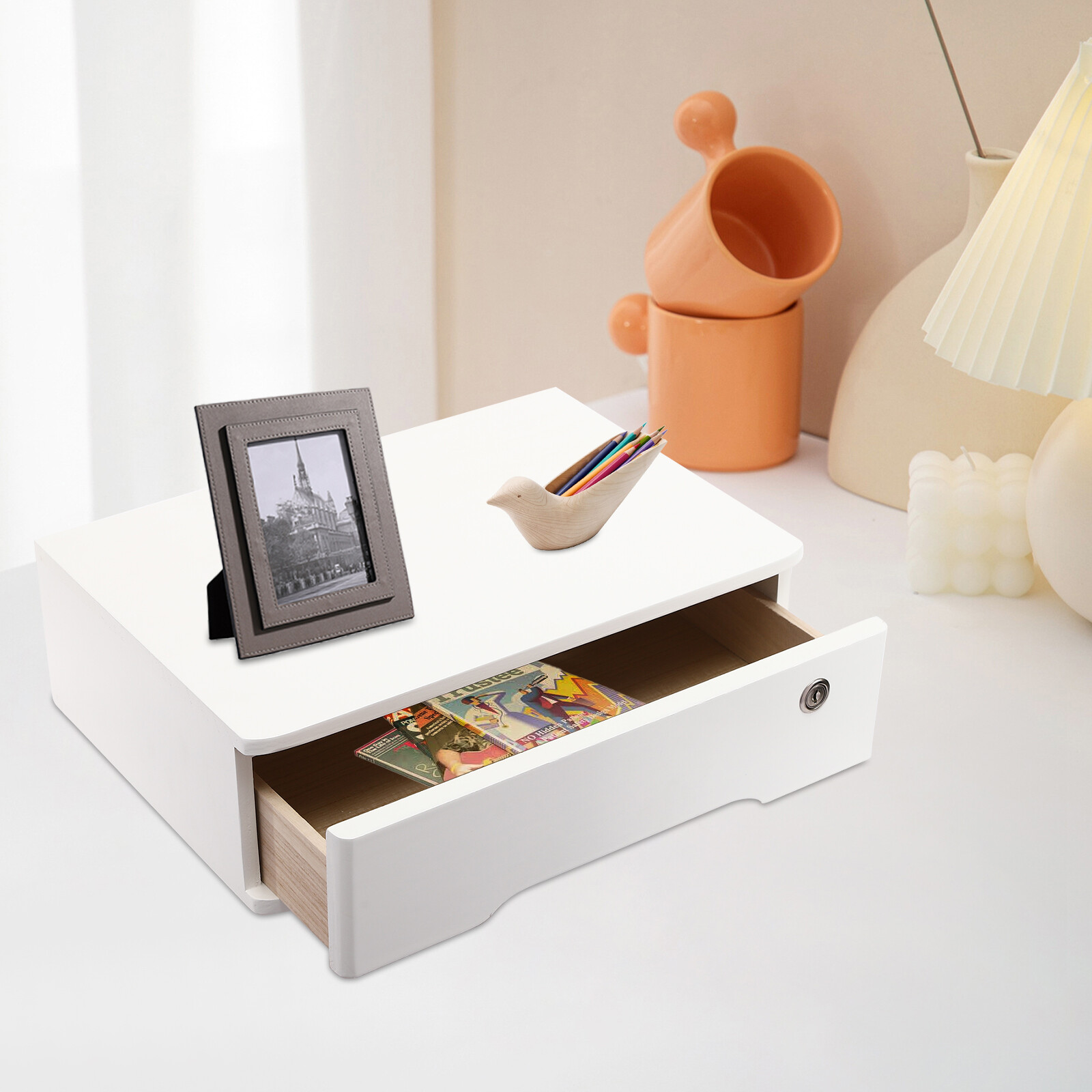 Desktop Storage Box, Desktop Storage Box with Lockable Drawer, Drawer Organizer