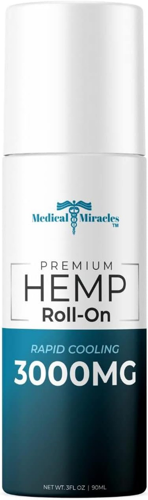 Medical Miracles New Hemp Oil Roll on - Ideal for Muscles, Hips, Joints, Neck, B