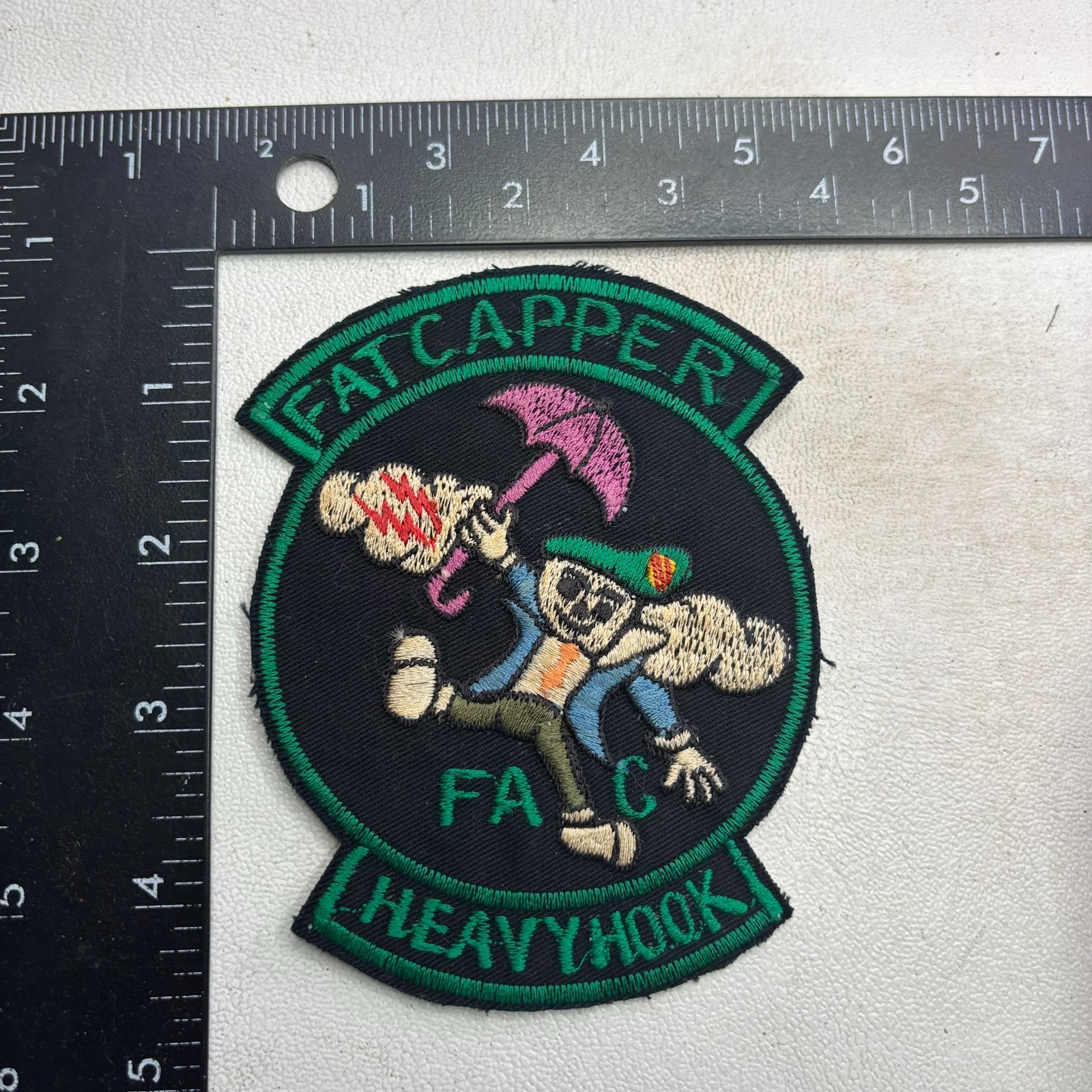 Likely RECENT-MAKE /Looks Old VIETNAM FAT CAPPER HEAVY HOOK Military Patch 64ab