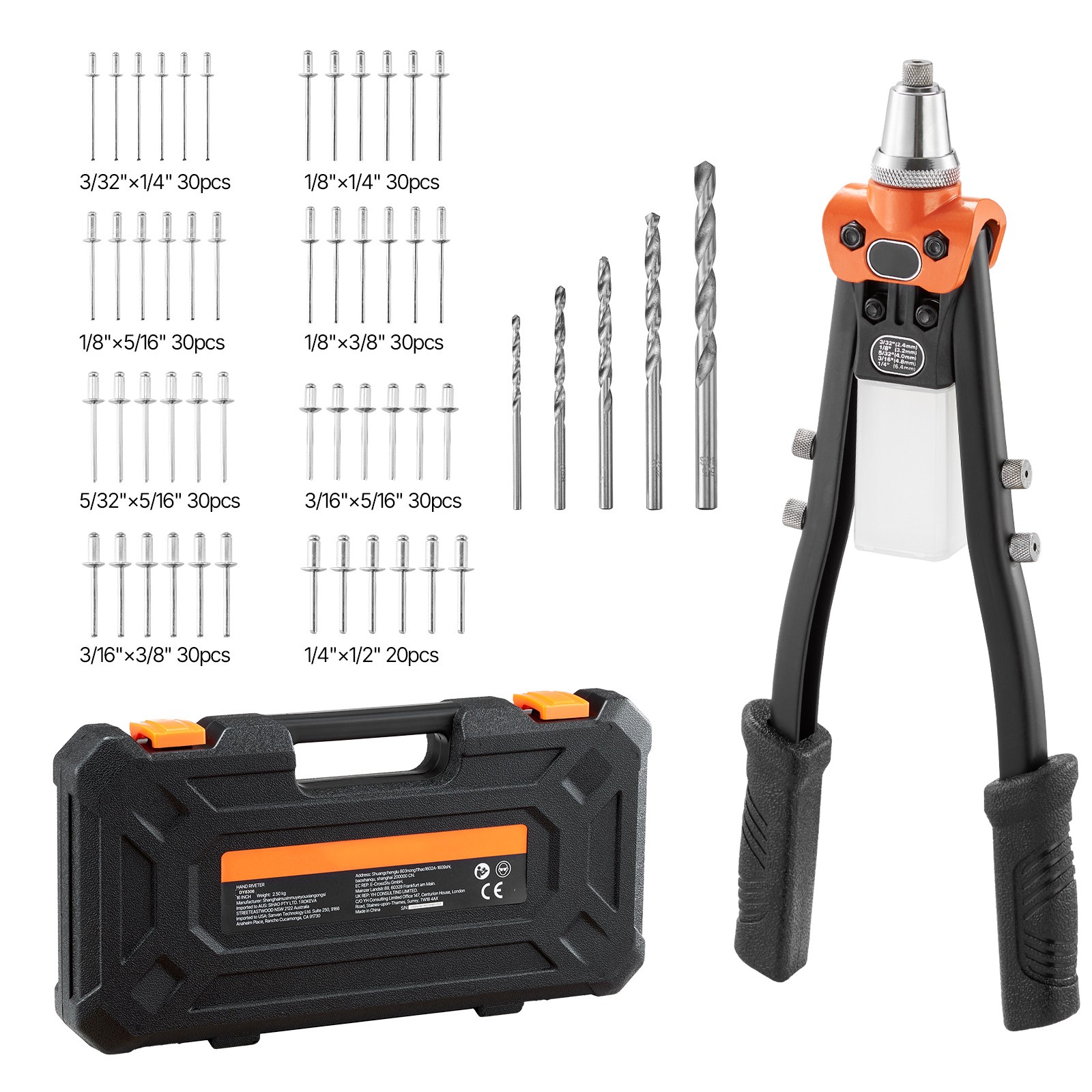 Uimoso Hand Rivet Gun Kit with 230 Rivets for Metal Applications