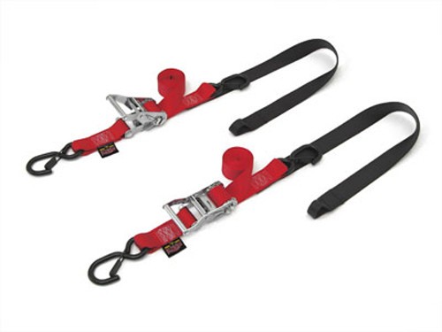 POWERTYE 30571-ST 1.5" Fat Ratchet Straps with Soft Tye & Secure Hooks - Red