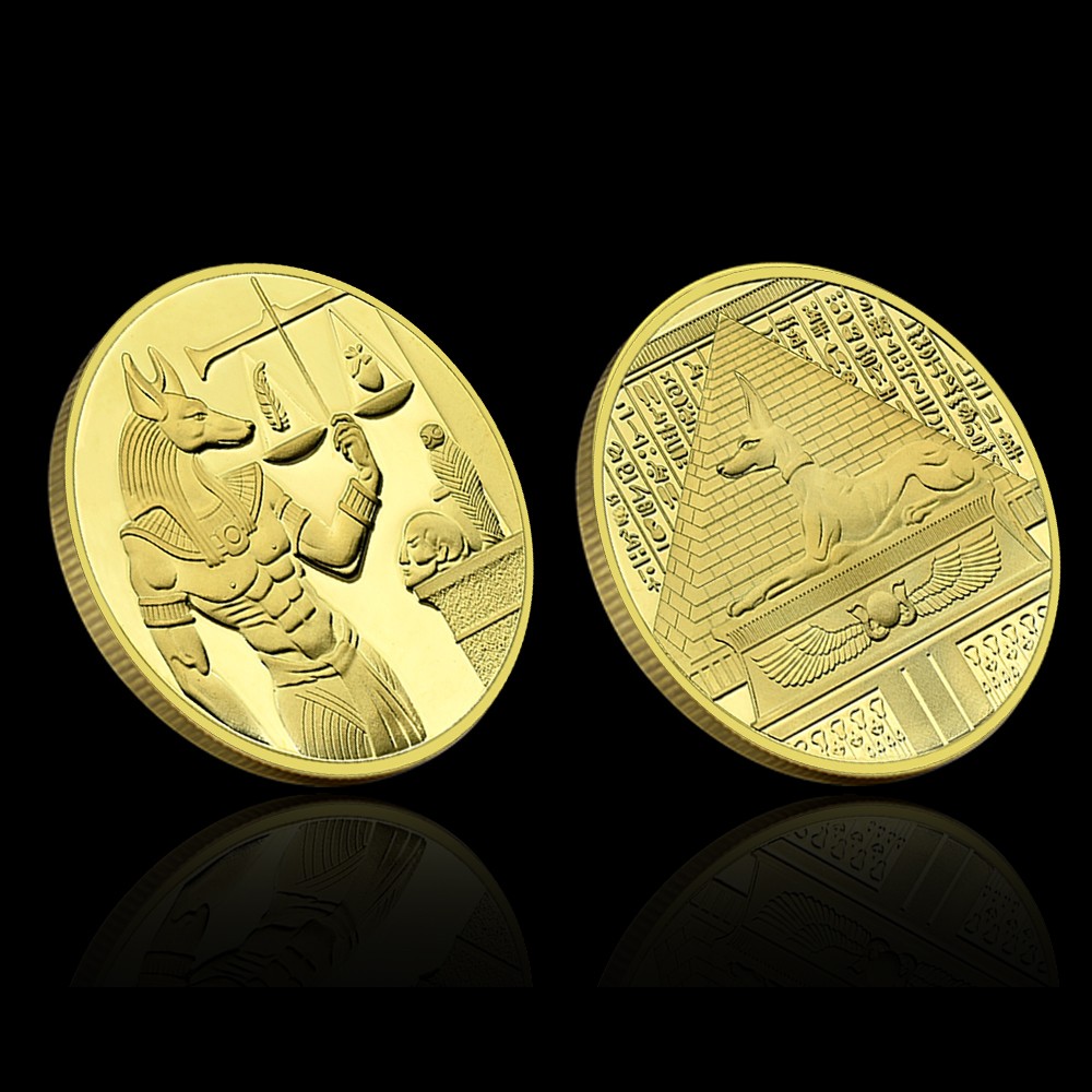 Ancient Egypt Anubis Coin – Egyptian God of Justice, Pyramid Collectible Gift