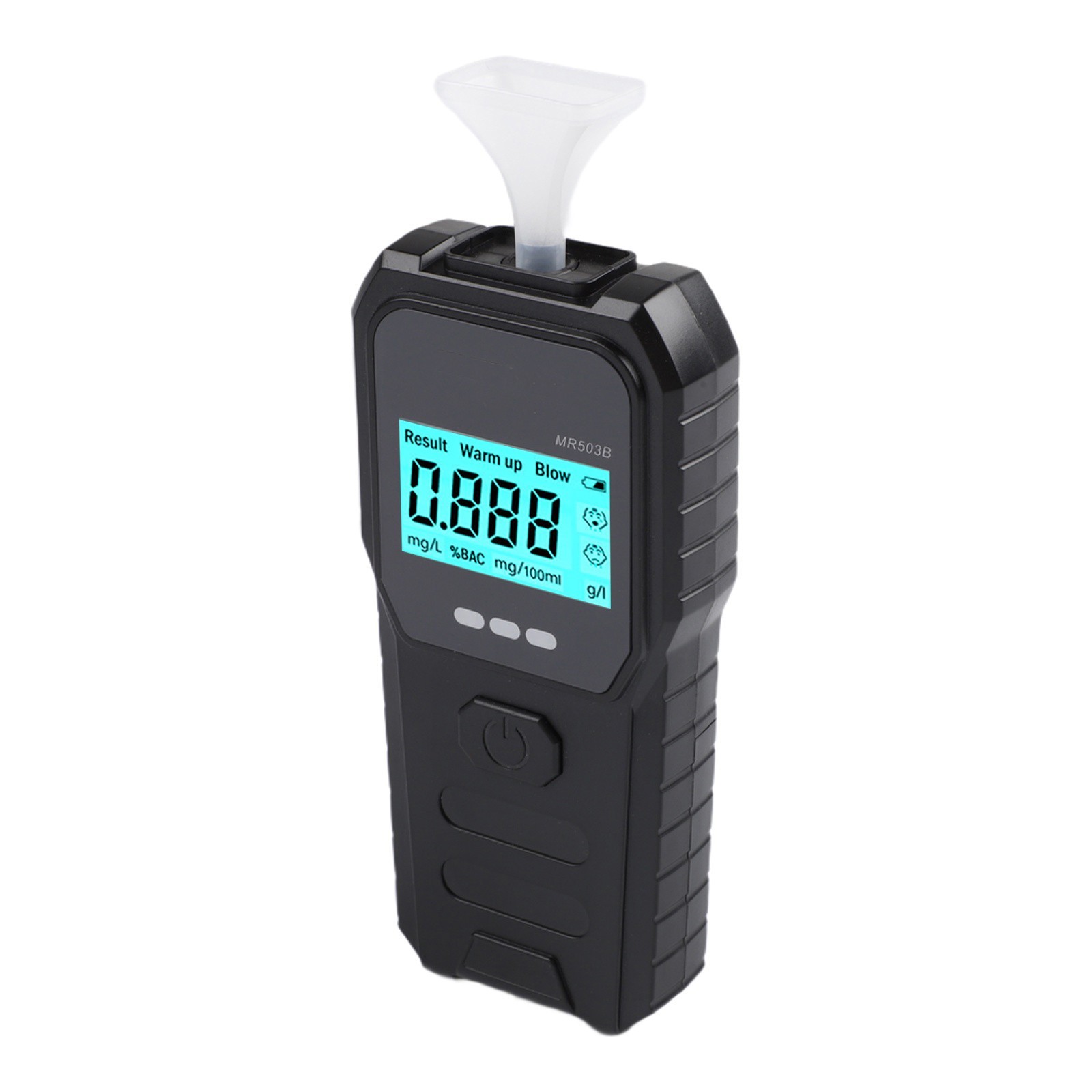 Compact Black Breathalyzer with LED Display and Bilingual Voice Support
