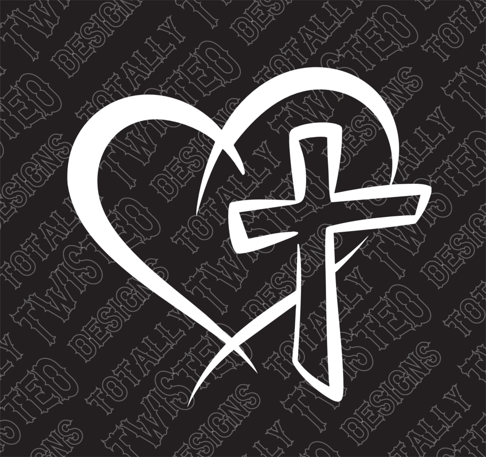 Heart Cross Christian vinyl decal sticker Car Truck religious Jesus God Faith