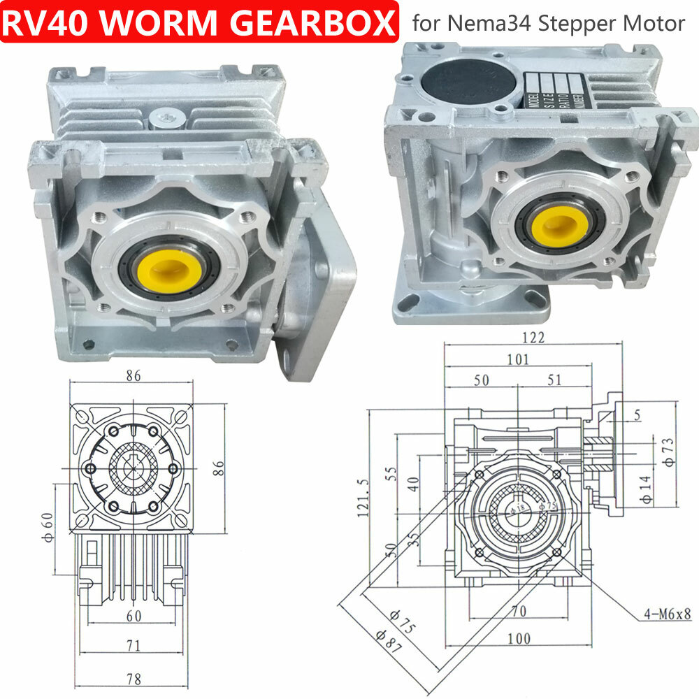 NMRV040 Worm Gearbox Ratio 60:1 Nema34 Speed Reducer for Stepper Motor&Shaft
