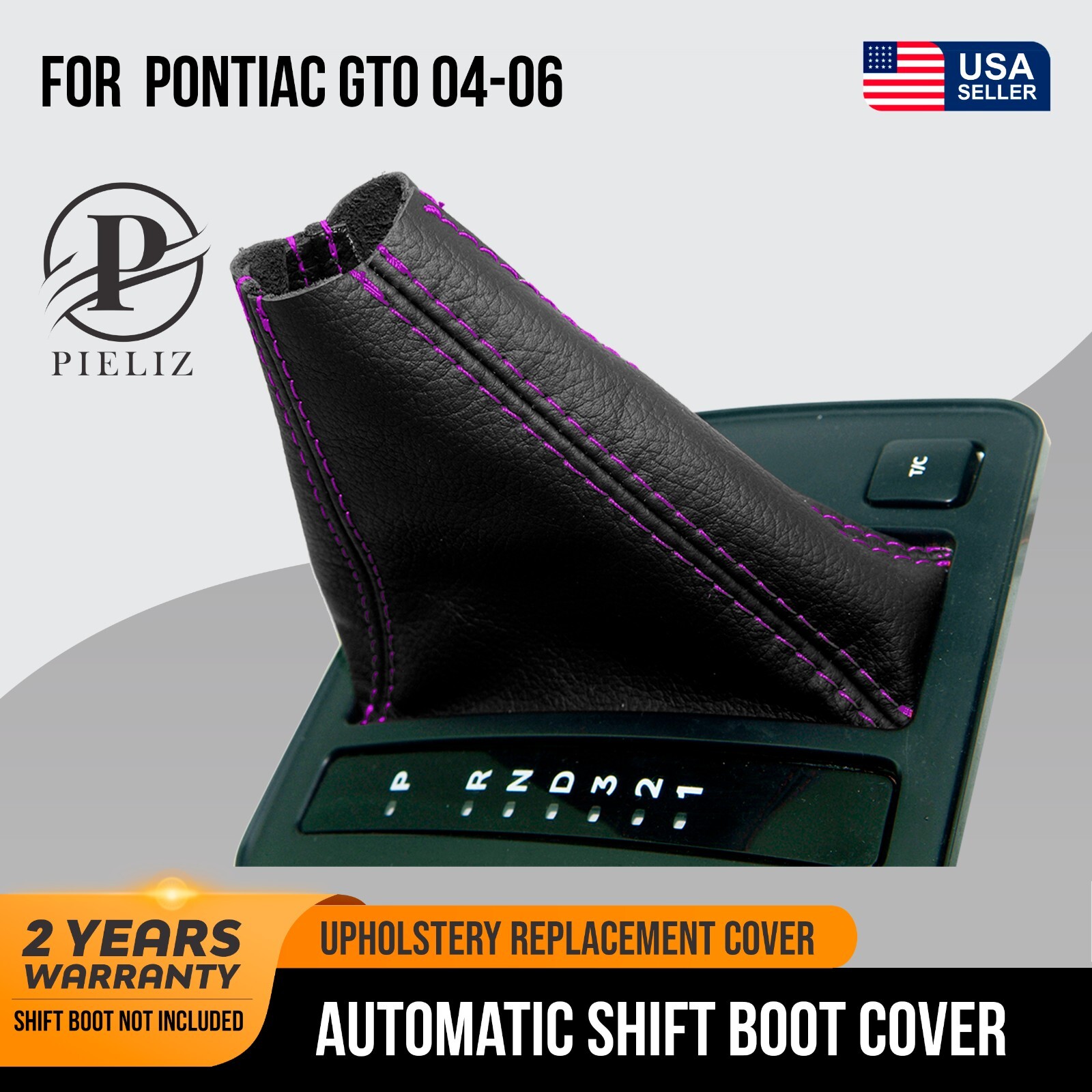 Automatic Shift Boot Cover PVC Leather Fit For Pontiac GTO 04-06 Purple Stitch