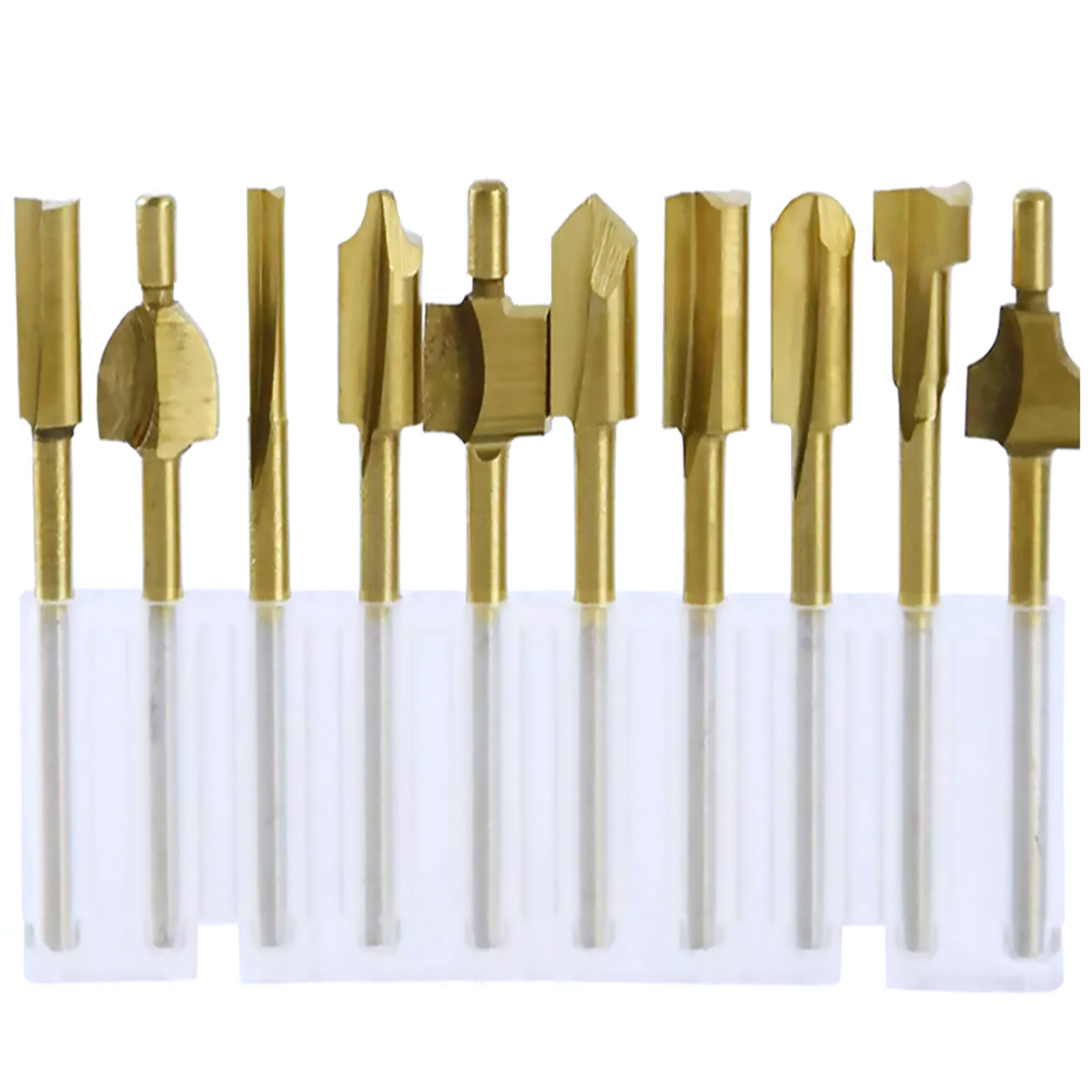 10x 1/8 inch 3MM Titanium Mini Hss Router Bits Trimmer Shank For Rotary Tool
