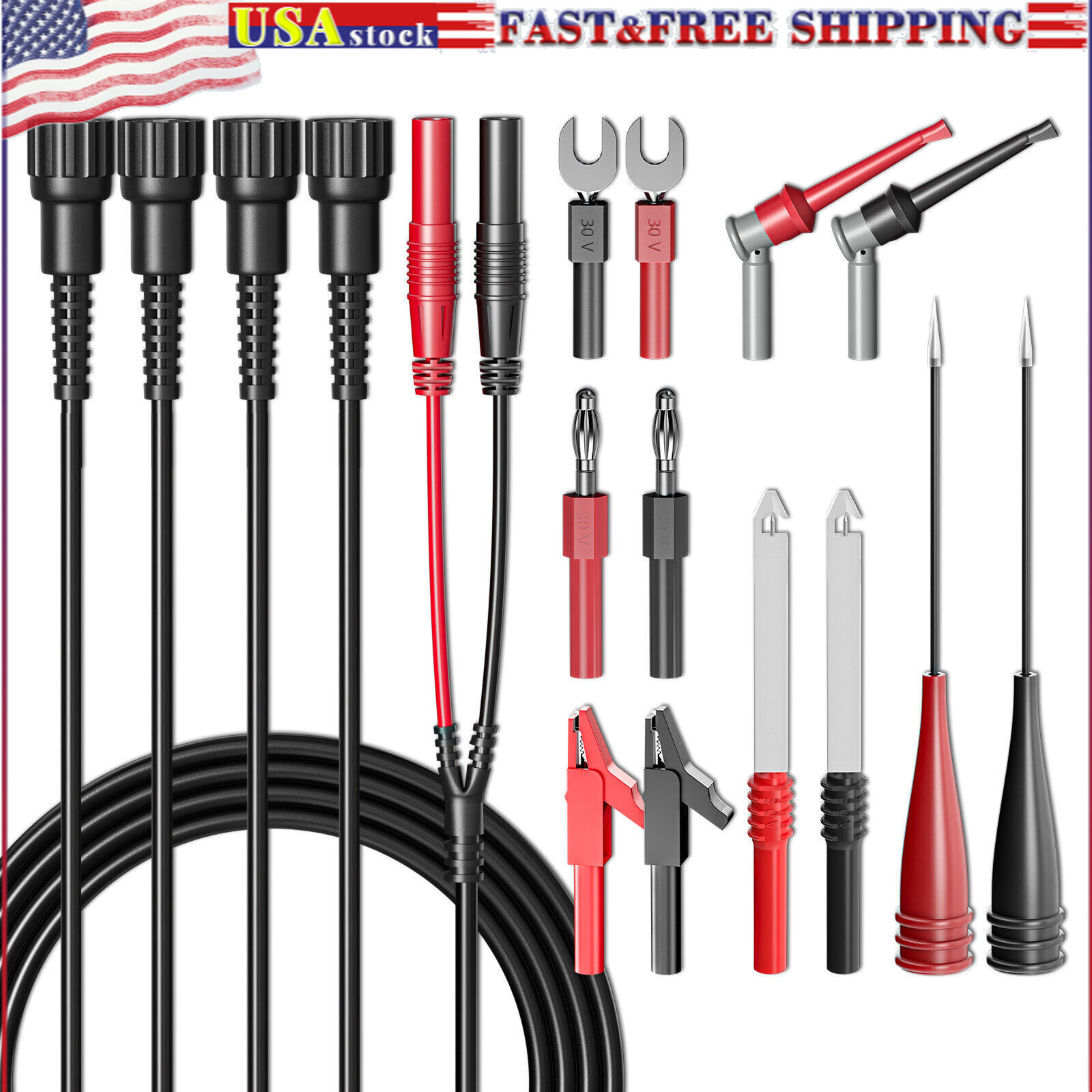 BNC Test Leads Kit Oscilloscope Test Wires Set Safety BNC to BNC Banana Plugs