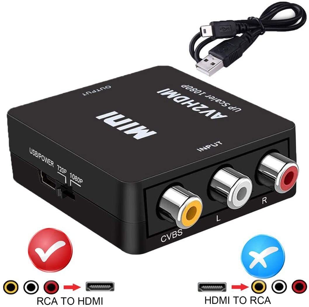 RCA to HDMI Adapter Converter Video Audio Composite AV 720p 1080p Upscaler CVBS