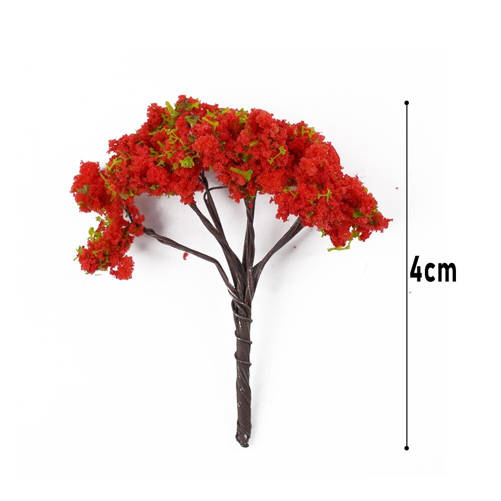 10X Red Flowers Model Trees Model Train Diorama Garden Scenery 4cm Flower Tree