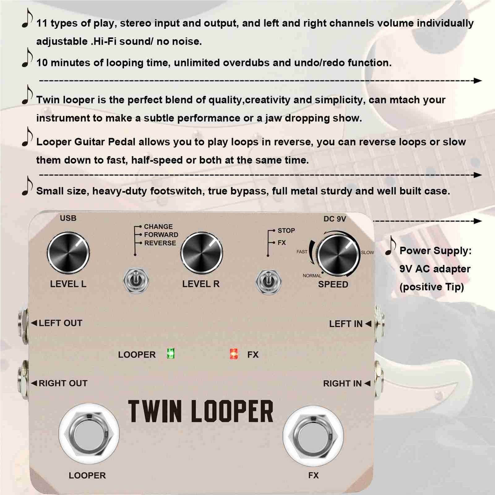 Guitar Looper Pedal High‑Quality Audio Capture Multi‑Function Looping Tool