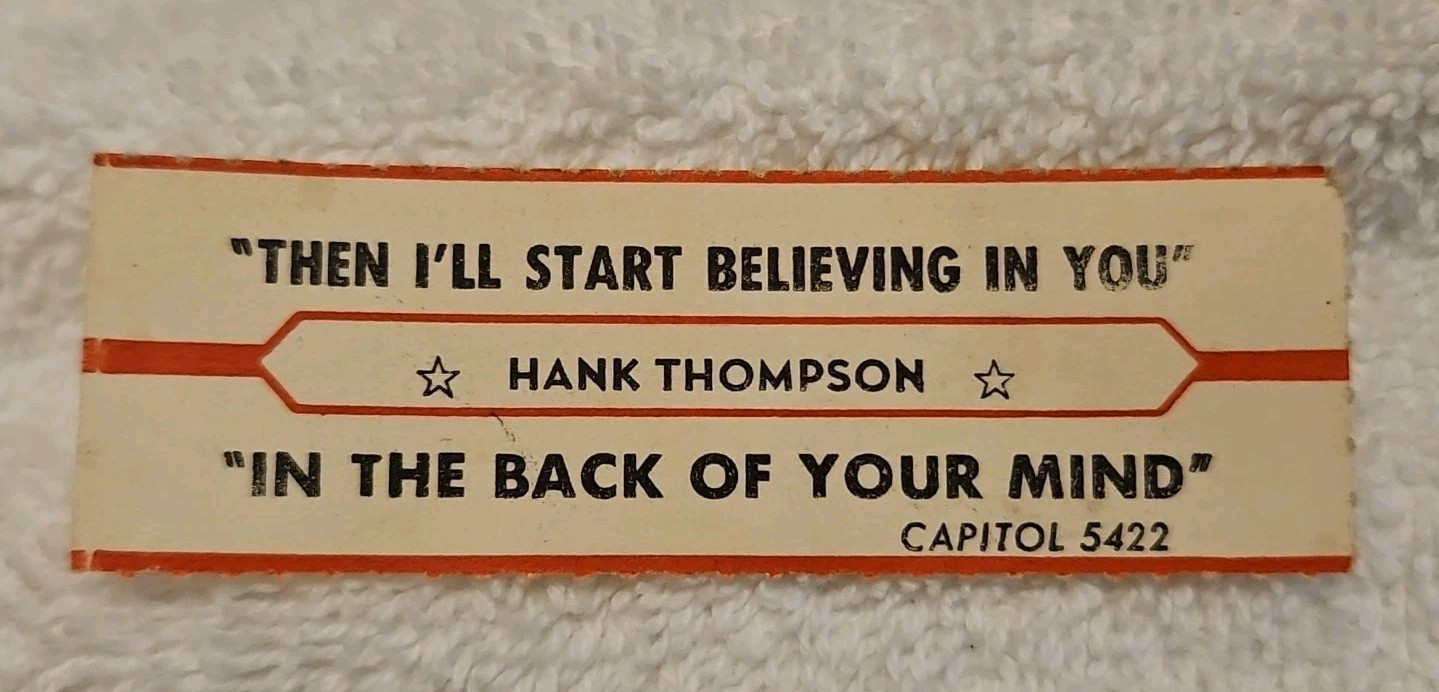 Jukebox Title Strip HANK THOMPSON "Then I'll Start Believing In You" '64 Country