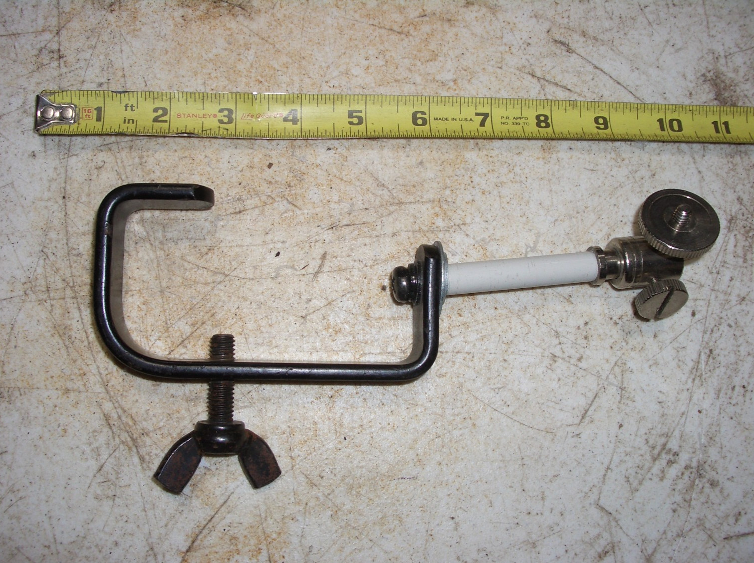 clamp on camera mount 1/4-20 thread 360 degree swivel 180 degree tilt