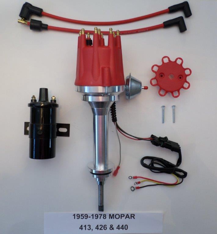 small cap  BIG BLOCK MOPAR 1959-78 413 426 440 RED HEI Distributor + Black Coil