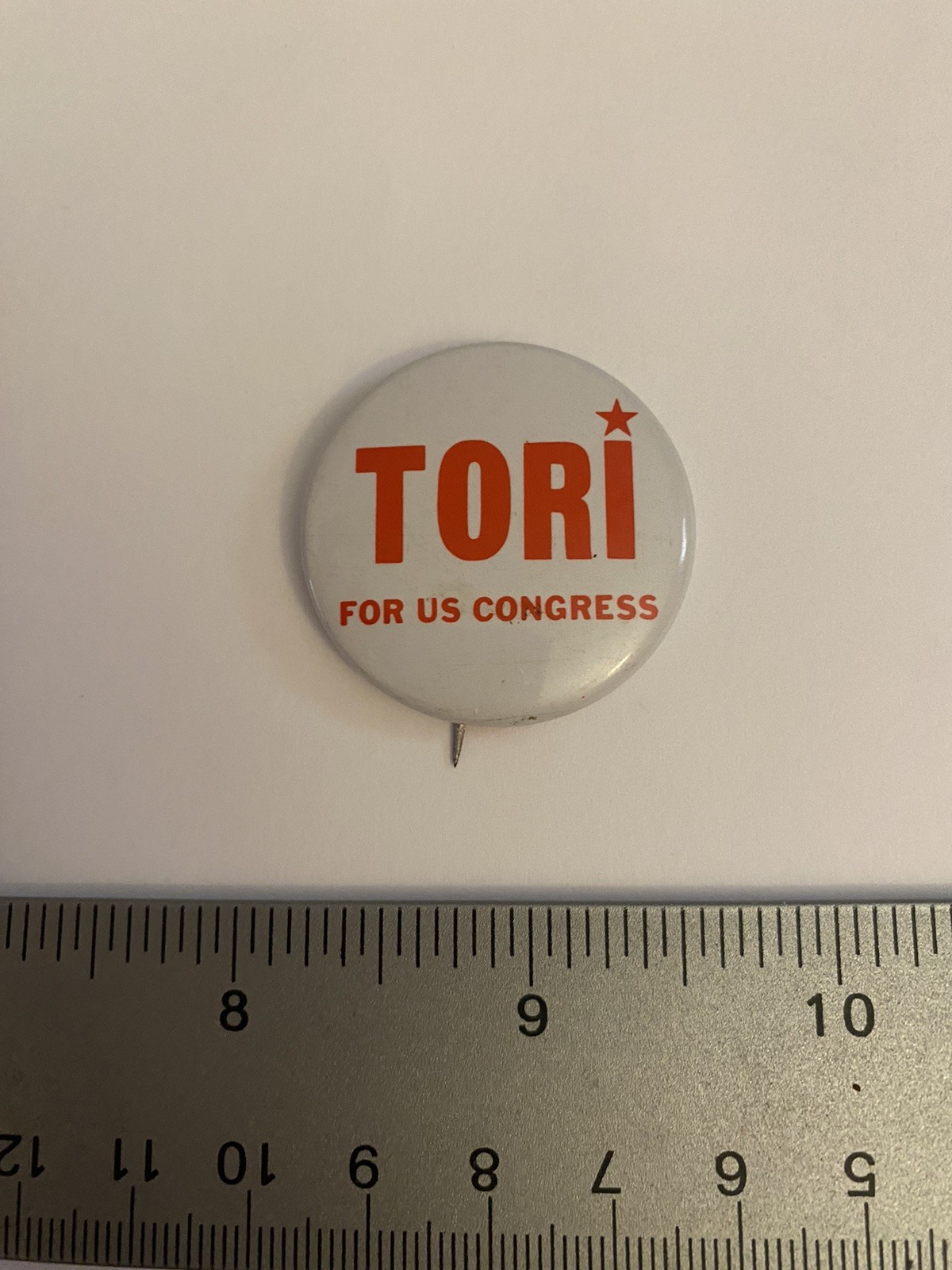 Tori For US Congress Pin Back Button P5