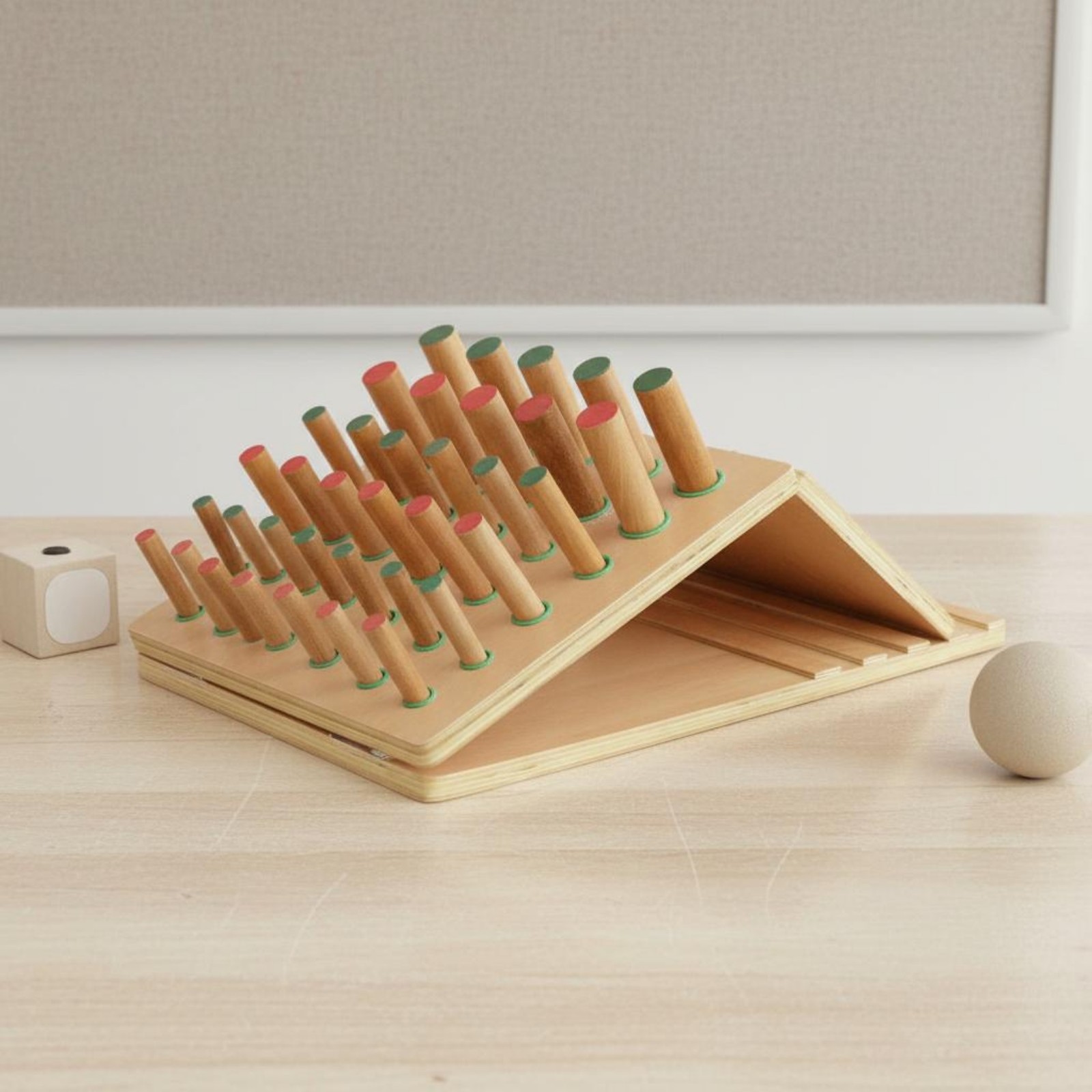 Curved Wooden Peg Board Portable Hand Treatment Pegboard Stainless Steel Parts