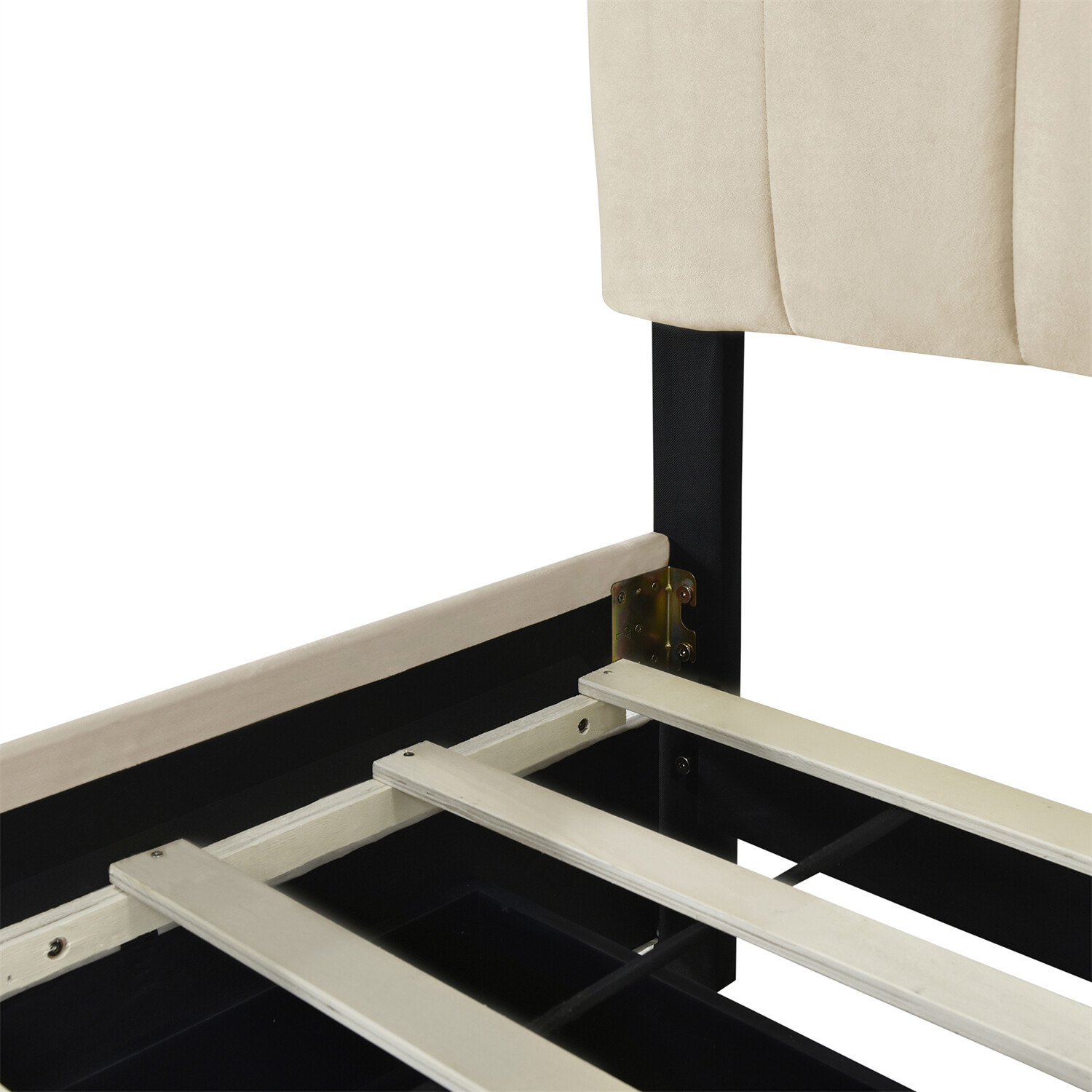 Queen Size Bed Frame Velvet Upholstered Platform Bed with 2 Drawers & Trundle