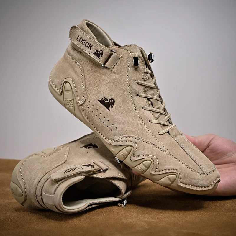 Leather Men's Casual Boots Outdoor Sneakers Comfy Footwear Motorcycle Shoes