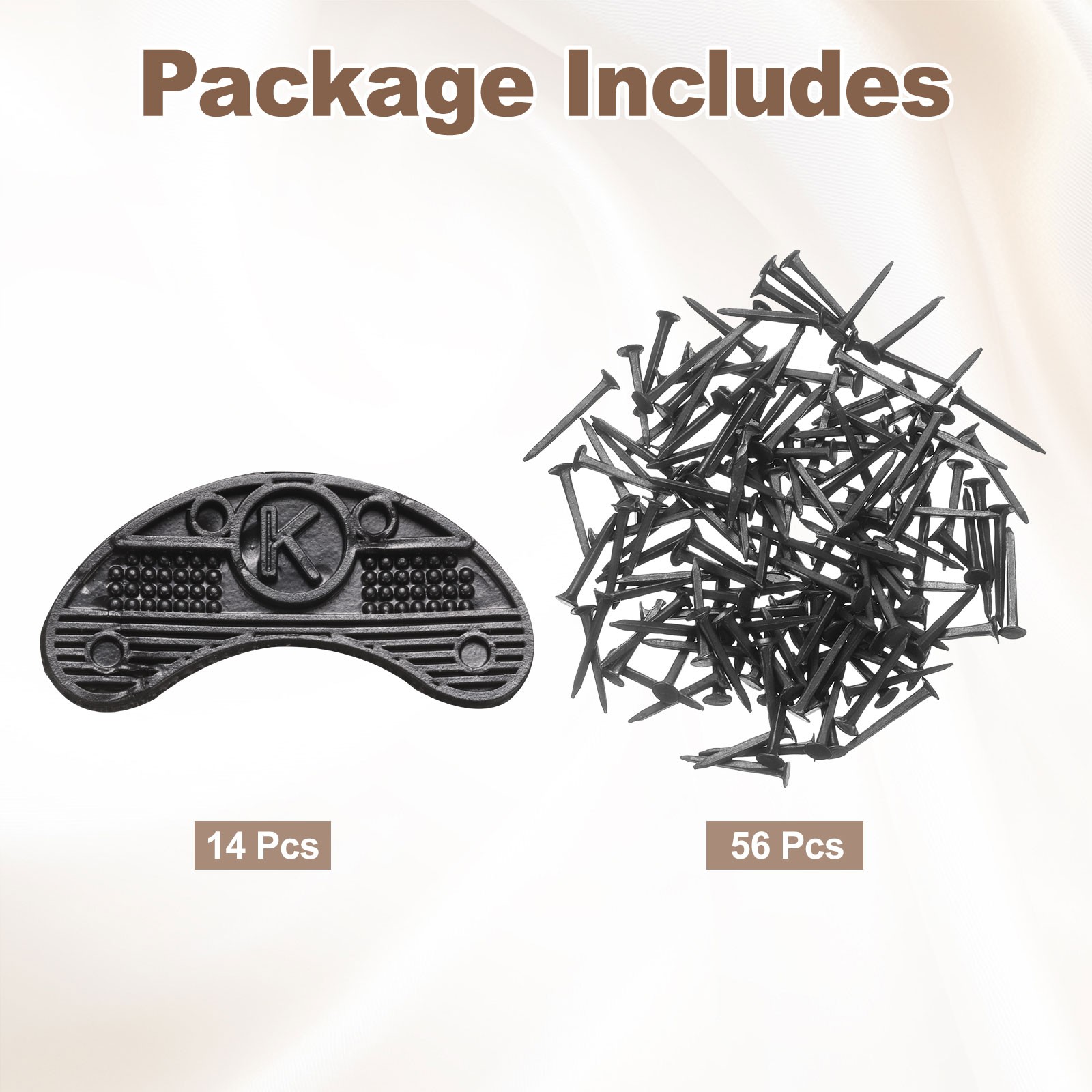 14pcs Heel Taps Rubber Pad Replacement Set Medium Size with 56pcs Screws, Black