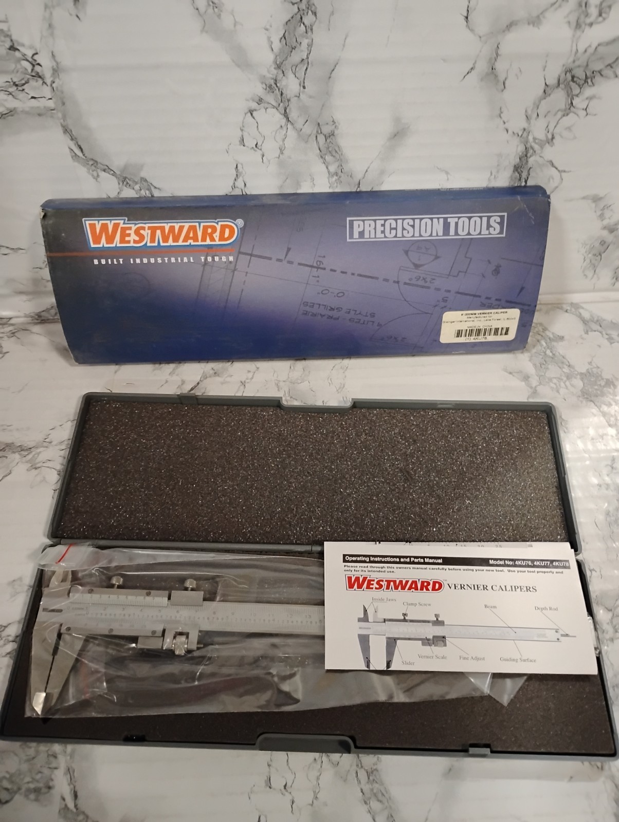 8''/200mm Stainless Steel Vernier Caliper .001'' Graduation Long Jaws Vernier