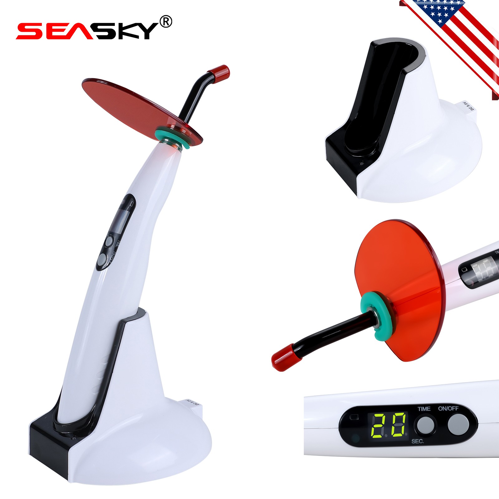 Wireless Cordless LED.B Dental Curing Light Lamp Teeth Whitening SEASKY