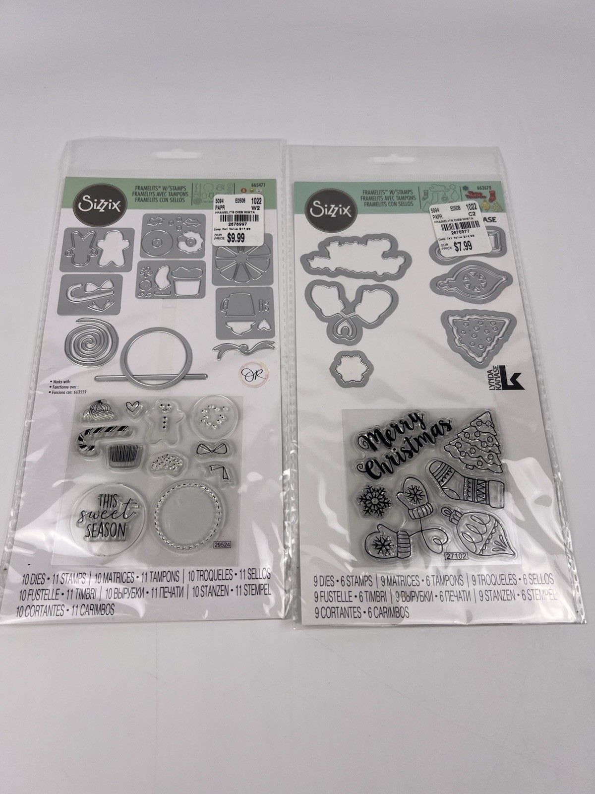 Sizzix Stamp & Die-cut  2 Holiday Card Set  Candy Cane Christmas Tree etc