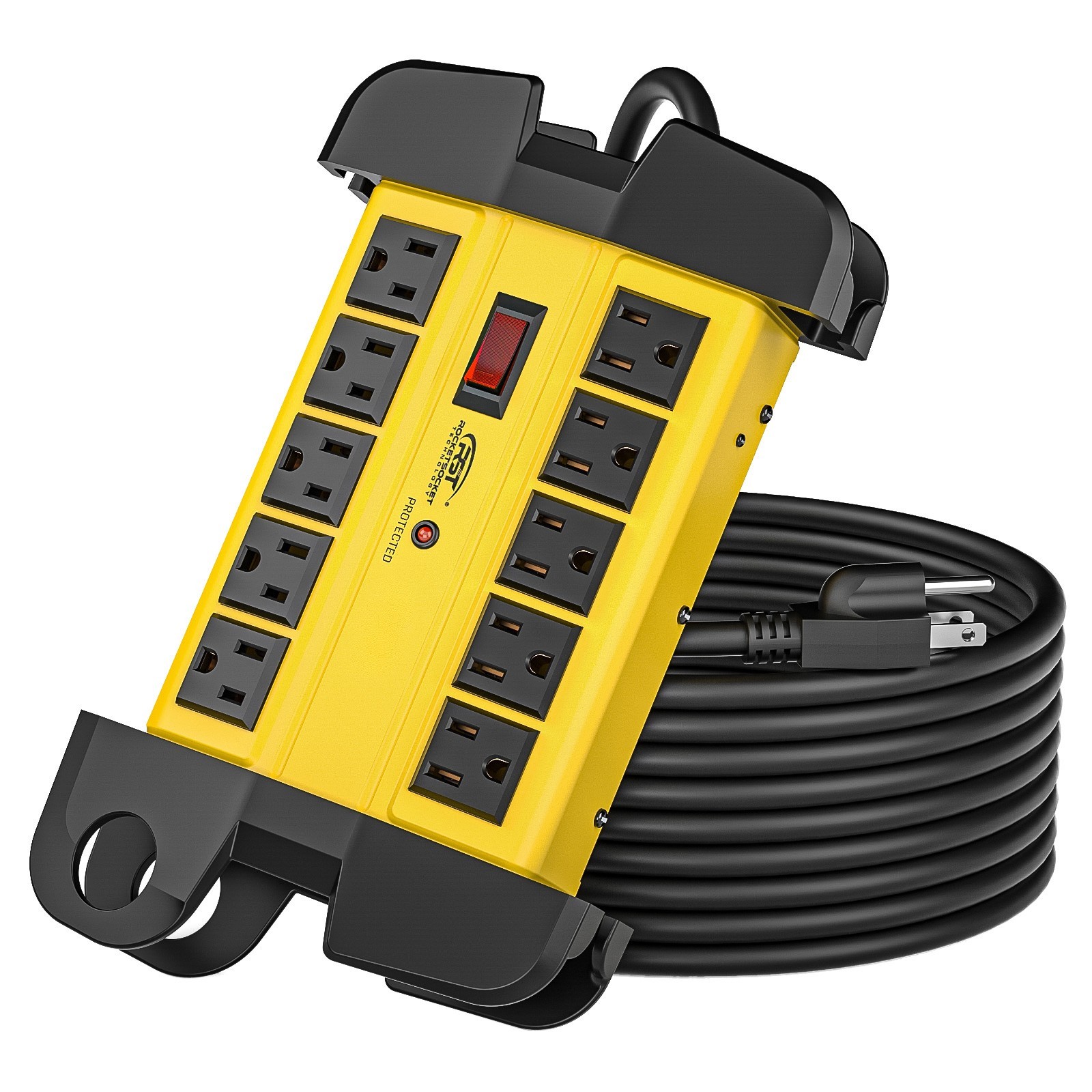 CRST 6-16 Outlets Heavy Duty Power Strip Surge Protector 6-15FT Power Cord