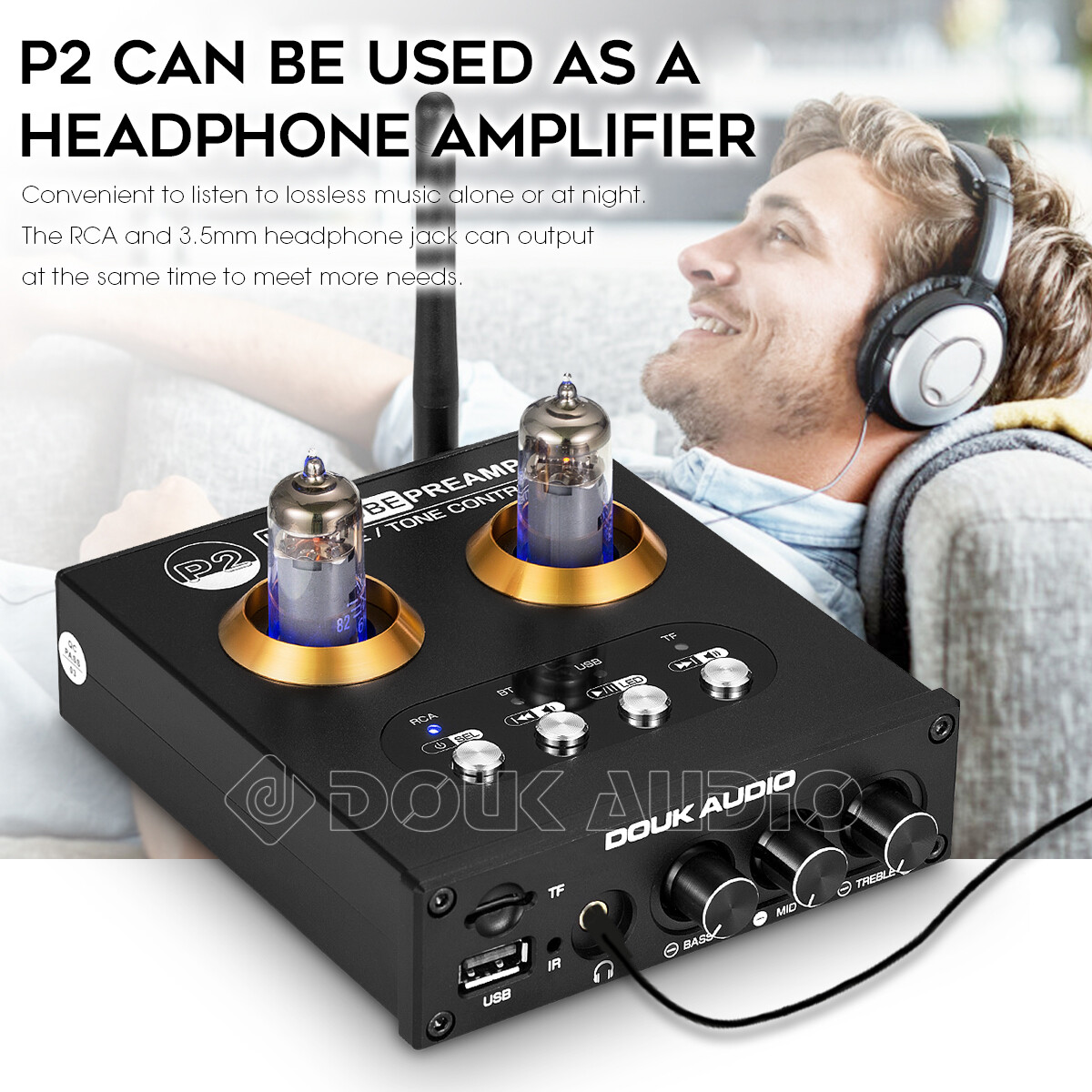 Mini Tube Preamplifier with Bluetooth 5.0 / USB SD Play / Headphone Amp / Remote
