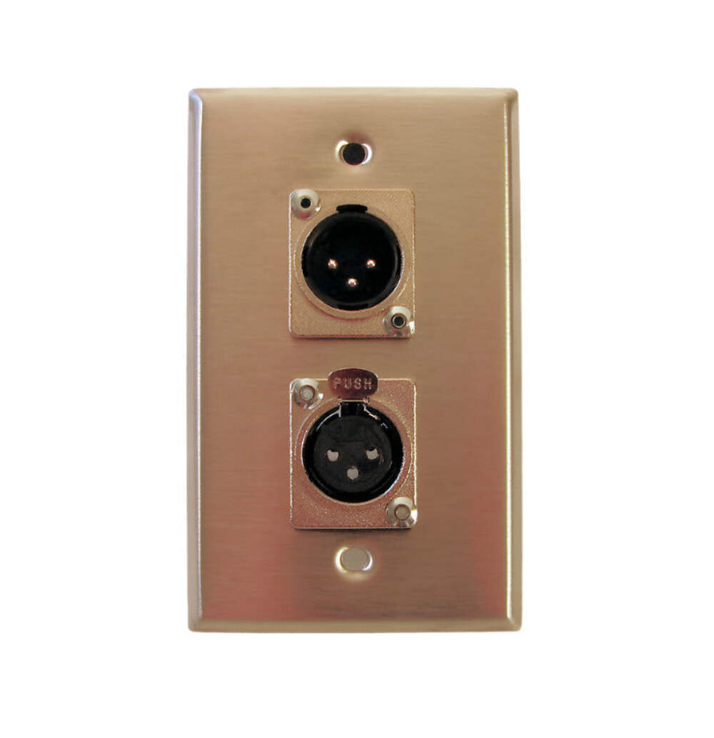 PROCRAFT SPL-1XF1XM-SS 1 Gang Stainless Steel Wall Plate Loaded w/1) XLRF 1) XLR