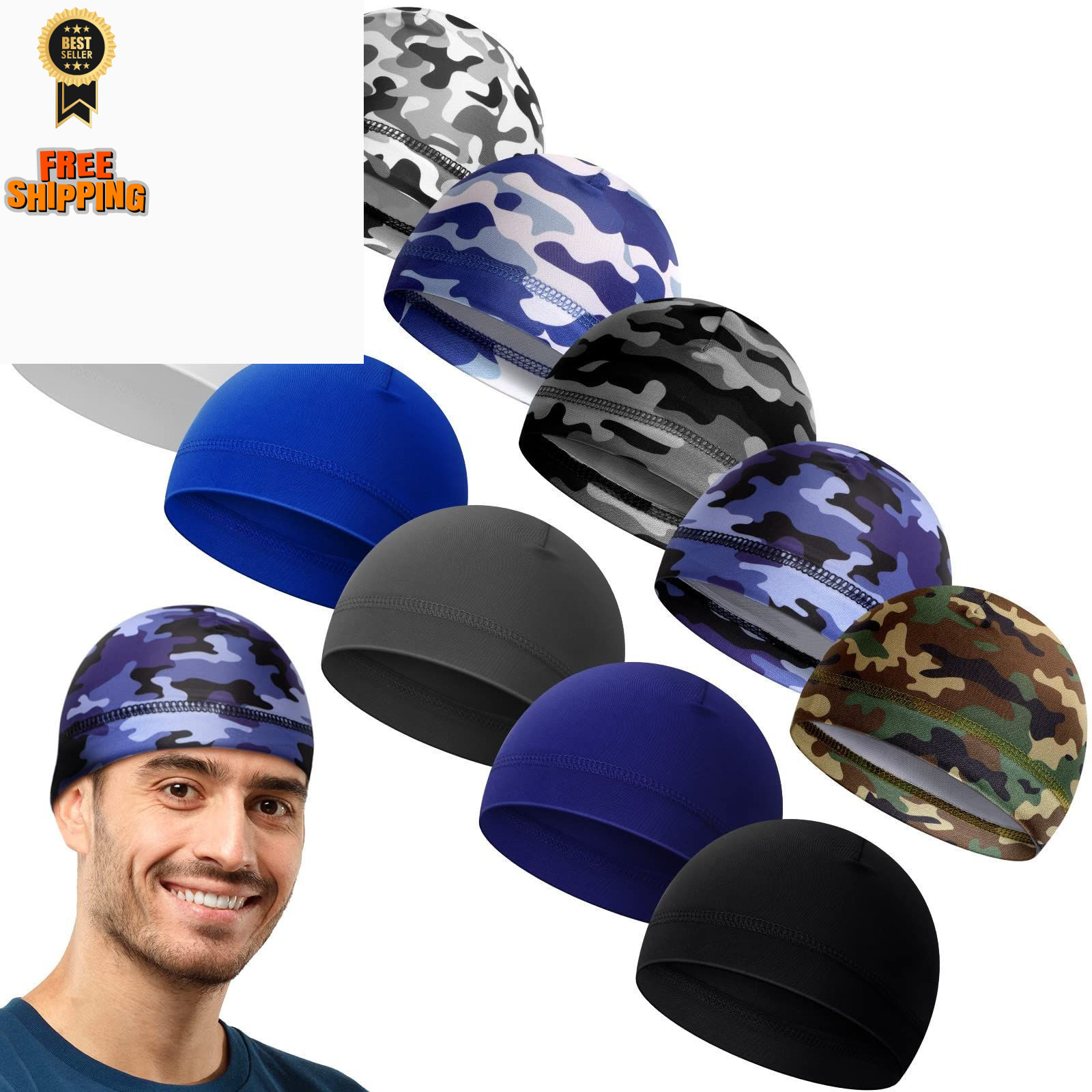 Tarpop 10 Pcs Men Skull Caps Cooling Welding Hard Helmet One Size, Colorful