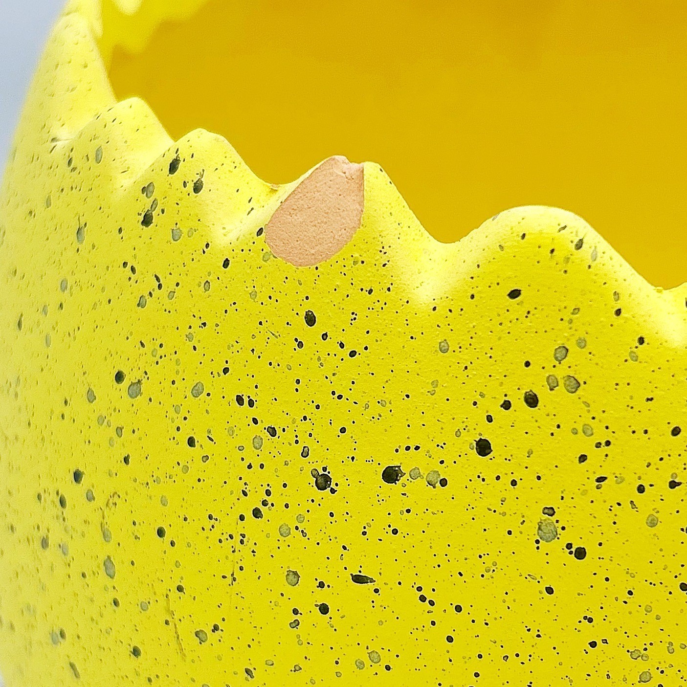 Yellow Cracked Egg Planter with Nest Base 5" H
