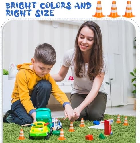 30 PCS Mini Traffic Cones, 1" Mini Orange Cones Roadblock Signs, Small Construct